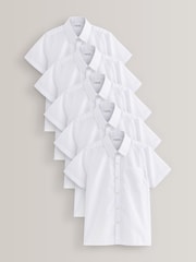 White Regular Fit 5 Pack Short Sleeve School Shirts (3-17yrs) - Image 1 of 5