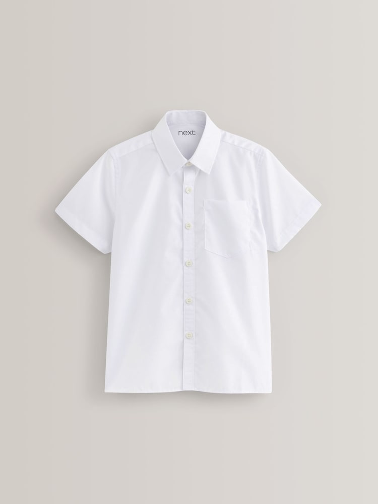 White Regular Fit 5 Pack Short Sleeve School Shirts (3-17yrs) - Image 2 of 5