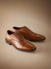 Tan Brown Signature Toe Cap Oxford Shoes - Image 3 of 7