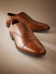 Tan Brown Signature Toe Cap Oxford Shoes - Image 4 of 7