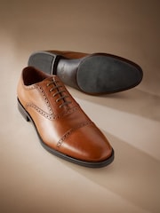 Tan Brown Signature Toe Cap Oxford Shoes - Image 6 of 7