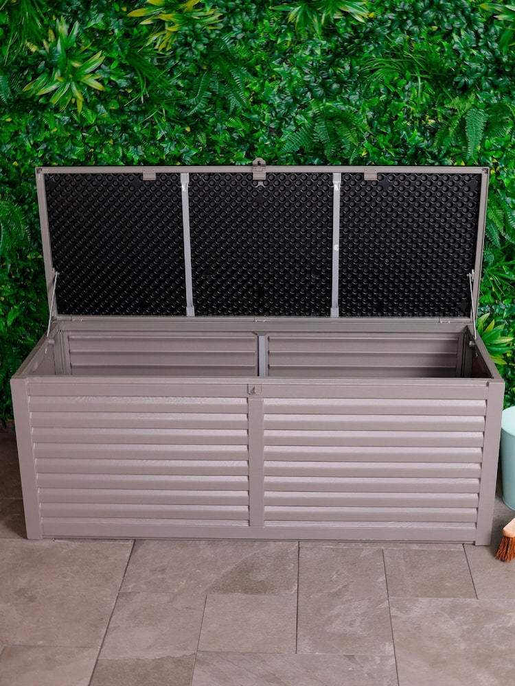 Charles Bentley Black/Grey 390L Large Outdoor Plastic Garden Storage Box - Image 1 of 1