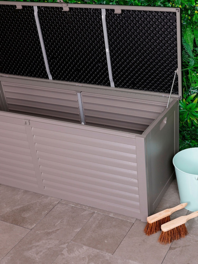 Charles Bentley Black/Grey 390L Large Outdoor Plastic Garden Storage Box - Image 2 of 6