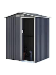 Charles Bentley Grey Garden Metal Storage 4.9ft x 4.3ft Shed - Image 2 of 2