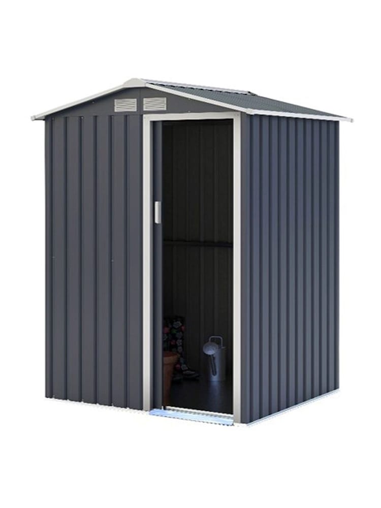 Charles Bentley Grey Garden Metal Storage 4.9ft x 4.3ft Shed - Image 2 of 2