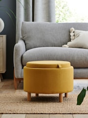 Soft Marl Ochre Yellow Ashton Upholstered Storage Stool - Image 1 of 7