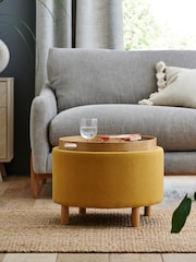 Soft Marl Ochre Yellow Ashton Upholstered Storage Stool - Image 2 of 7