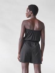 Black Bandeau Shirred 100% Cotton Playsuit - Image 2 of 5