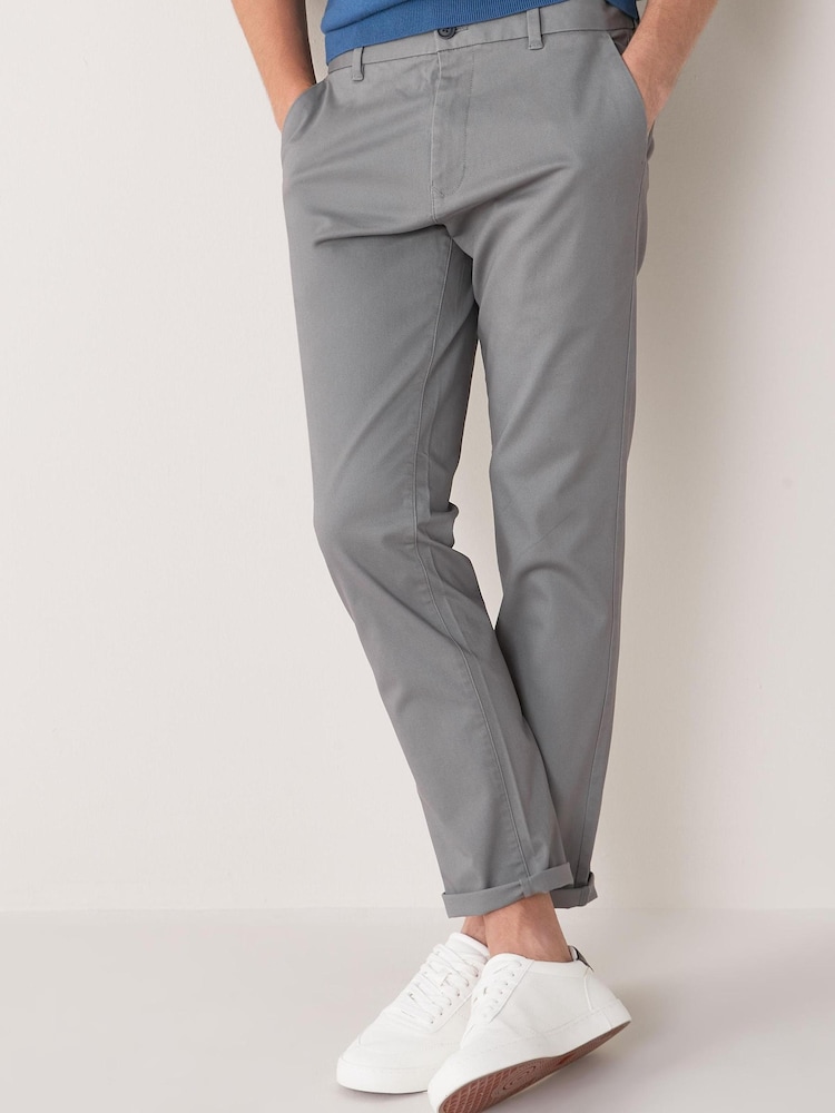 Grey Stretch Skinny Fit Chino Trousers - Image 3 of 4