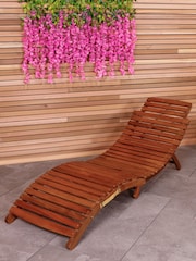 Charles Bentley Wood Garden Acacia Wooden Foldable Sun Lounger - Image 1 of 6