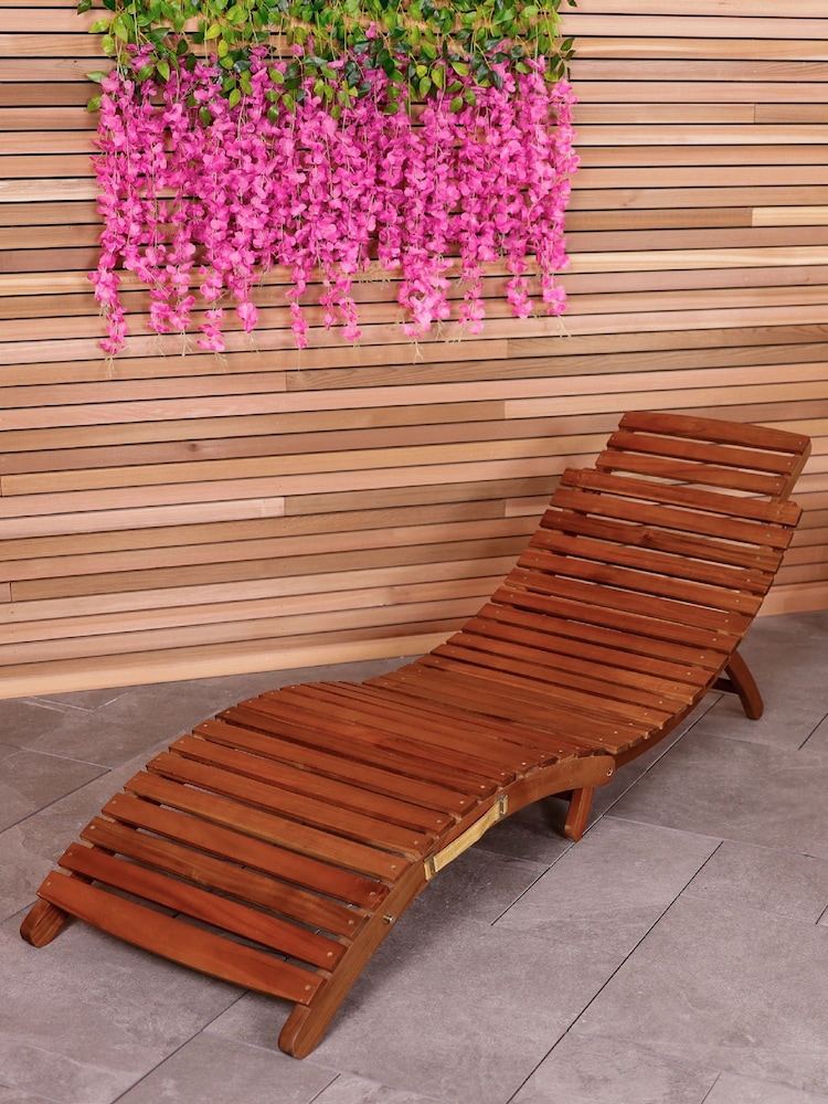 Charles Bentley Wood Garden Acacia Wooden Foldable Sun Lounger - Image 1 of 6