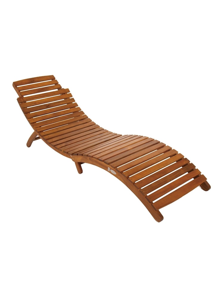 Charles Bentley Wood Garden Acacia Wooden Foldable Sun Lounger - Image 2 of 6