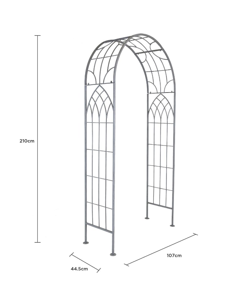Charles Bentley Grey Wrought Iron Garden Arch - Image 3 of 3