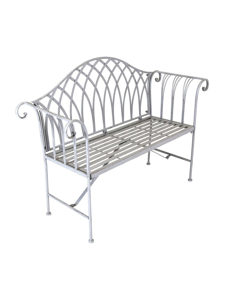 Charles Bentley Grey Decorative Wrought Iron Garden Bench - Image 2 of 5