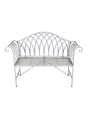 Charles Bentley Grey Decorative Wrought Iron Garden Bench - Image 3 of 5