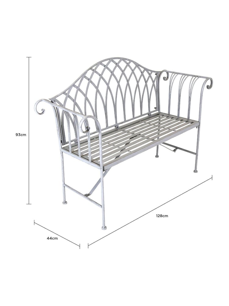 Charles Bentley Grey Decorative Wrought Iron Garden Bench - Image 5 of 5