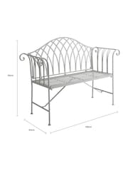 Charles Bentley Grey Decorative Wrought Iron Garden Bench - Image 6 of 6