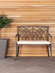Charles Bentley Black Garden 2 Seater Cast Aluminium Bench - Image 1 of 4