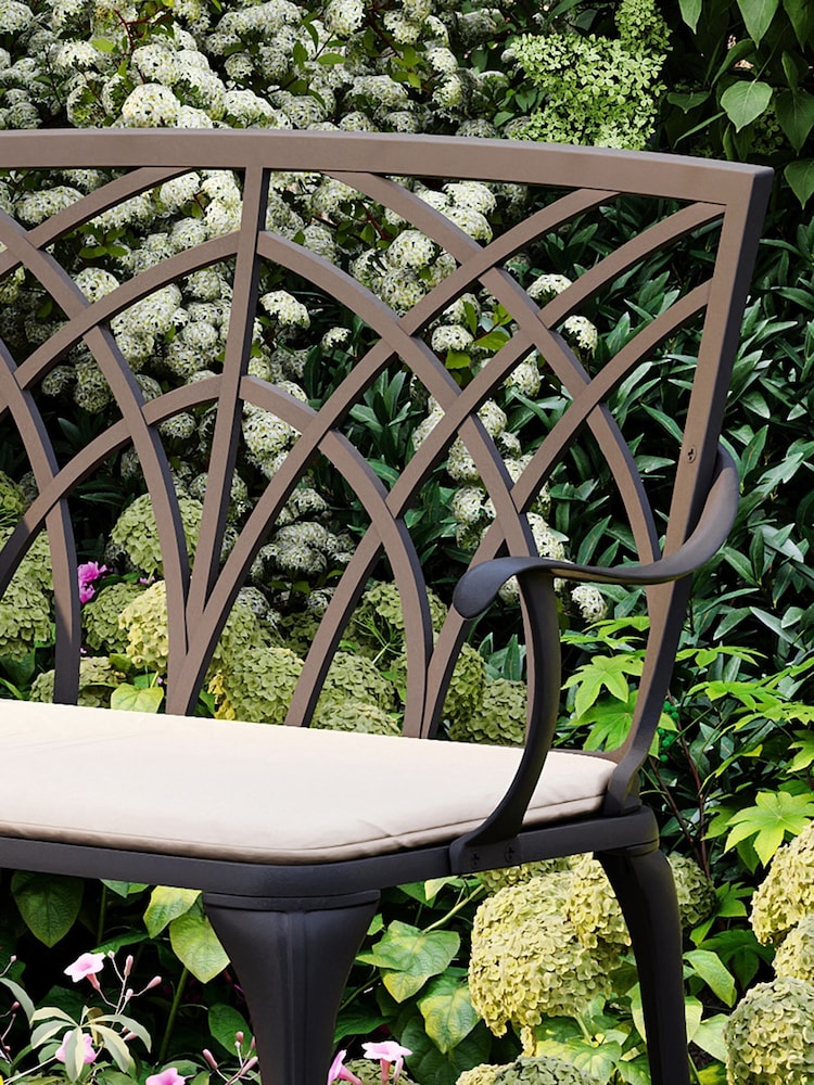 Charles Bentley Black Garden 2 Seater Cast Aluminium Bench - Image 2 of 6 Charles Bentley Black Garden 2 Seater Cast Aluminium Bench - Image 2 of 6