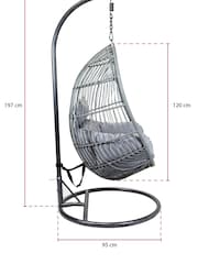 Charles Bentley Grey Garden Rattan Hanging Egg Chair - Image 3 of 5