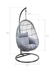 Charles Bentley Grey Garden Rattan Hanging Egg Chair - Image 5 of 5