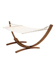 Charles Bentley Natural Garden Hammock With Wooden Arc Stand Hammock Lounge Chair - Image 1 of 5