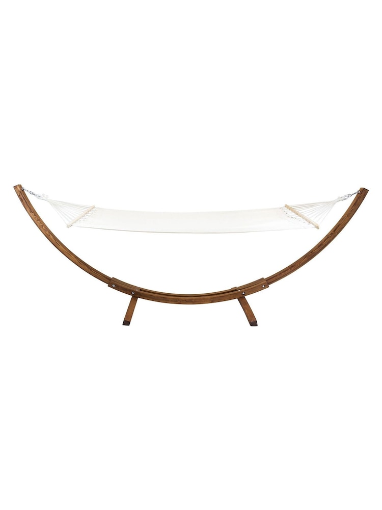 Charles Bentley Natural Garden Hammock With Wooden Arc Stand Hammock Lounge Chair - Image 2 of 5