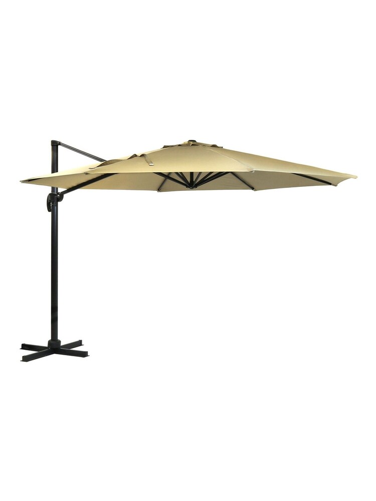 Charles Bentley Beige 3.5m X-Large Hanging Banana Garden Umbrella Parasol - Image 1 of 4
