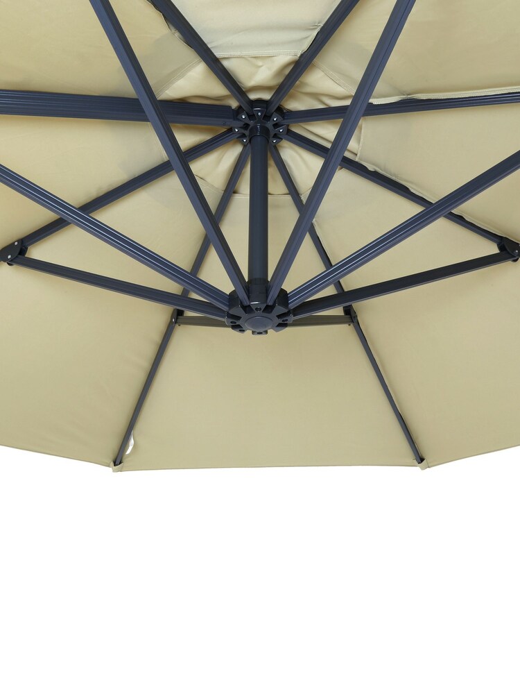 Charles Bentley Beige 3.5m X-Large Hanging Banana Garden Umbrella Parasol - Image 2 of 4