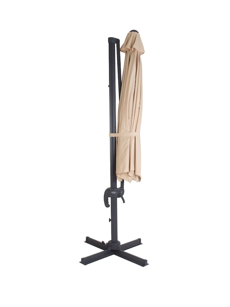 Charles Bentley Beige 3.5m X-Large Hanging Banana Garden Umbrella Parasol - Image 3 of 3
