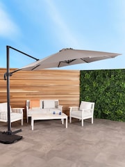 Charles Bentley Light Grey 3.5m X-Large Hanging Banana Garden Umbrella Parasol - Image 1 of 2