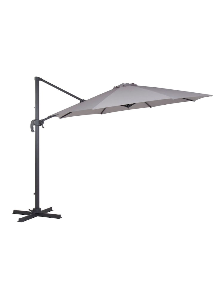 Charles Bentley Light Grey 3.5m X-Large Hanging Banana Garden Umbrella Parasol - Image 2 of 2