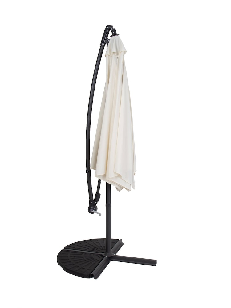 Charles Bentley Cream 3m Hanging Banana Cantilever Garden Umbrella - Image 2 of 5