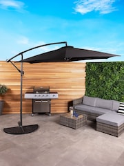 Charles Bentley Black 3m Hanging Banana Cantilever Garden Umbrella - Image 1 of 6