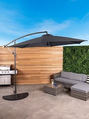 Charles Bentley Grey 3m Hanging Banana Cantilever Garden Umbrella - Image 1 of 5