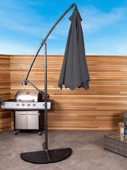 Charles Bentley Grey 3m Hanging Banana Cantilever Garden Umbrella - Image 3 of 5