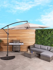 Charles Bentley Light Grey 3m Hanging Banana Cantilever Garden Umbrella - Image 1 of 3