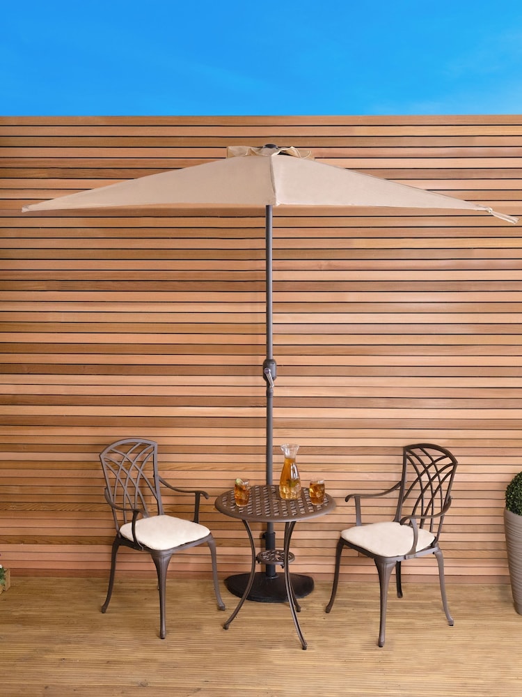 Charles Bentley Beige 2.7m Balcony Garden Umbrella - Image 1 of 5