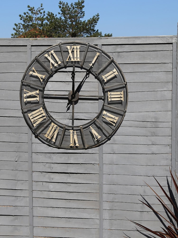 Charles Bentley Black Wrought Iron Outdoor Clock - Image 1 of 3