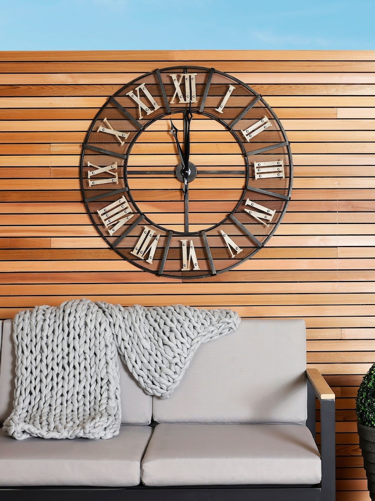 Charles Bentley Black Wrought Iron Outdoor Clock - Image 1 of 5 Charles Bentley Black Wrought Iron Outdoor Clock - Image 1 of 5
