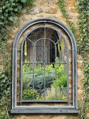 Charles Bentley Grey Premium Arched Vintage Garden Mirror - Image 1 of 2