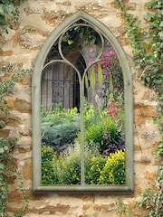 Charles Bentley Light Brown Gothic Style Chapel Garden Mirror - Image 1 of 2