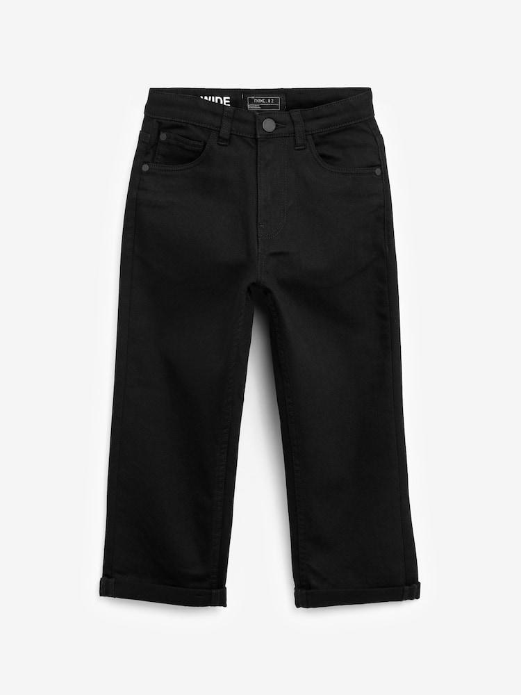 Black Wide Fit Stretch Jeans (3-17yrs) - Image 2 of 4