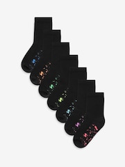 Black Splat Cotton Rich Cushioned Socks 7 Pack - Image 1 of 8