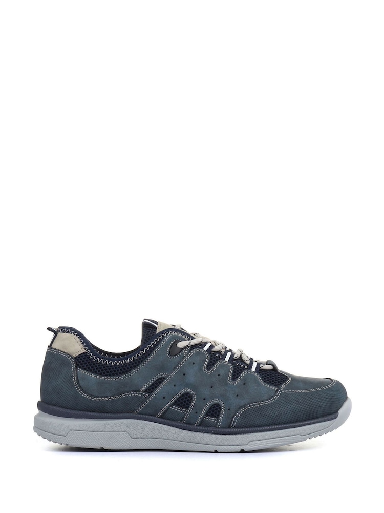 Pavers Blue Mens Wide Fit Lace-Up Trainers - Image 1 of 5