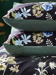 Wylder Black Midnight Bee Floral Printed Velvet Duvet Cover and Pillowcase Set - Image 6 of 6