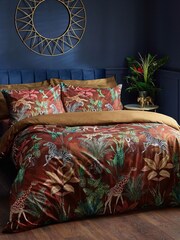 Wylder Red Aranya Exotic Animal Printed Velvet Duvet Cover and Pillowcase Set - Image 2 of 6