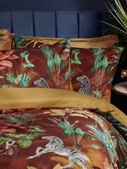 Wylder Red Aranya Exotic Animal Printed Velvet Duvet Cover and Pillowcase Set - Image 3 of 6