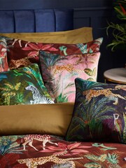 Wylder Red Aranya Exotic Animal Printed Velvet Duvet Cover and Pillowcase Set - Image 5 of 6