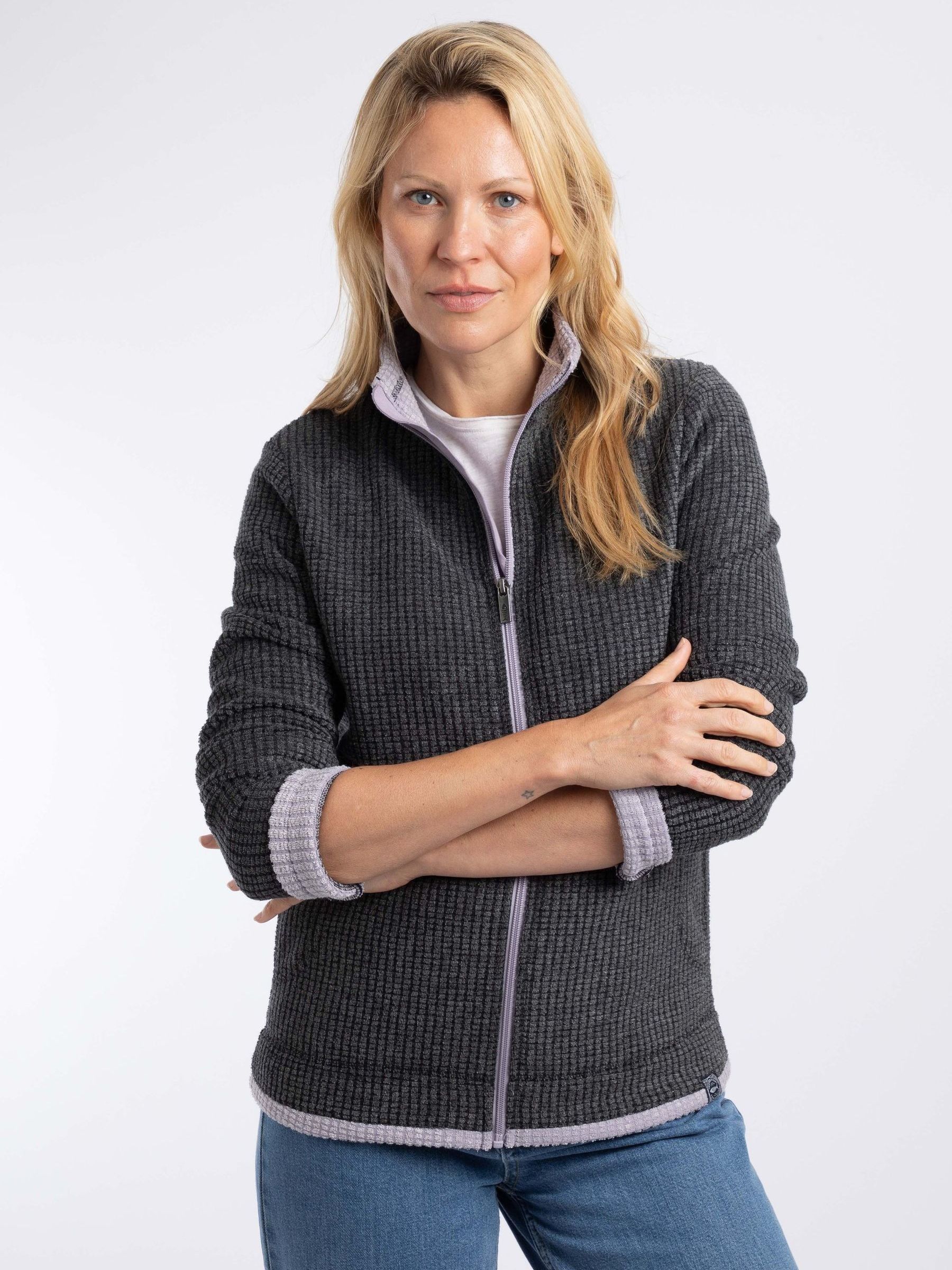 Weird Fish Women's Charcoal Ariana Full Zip Grid Fleece In | : Size 22 - Image 2
